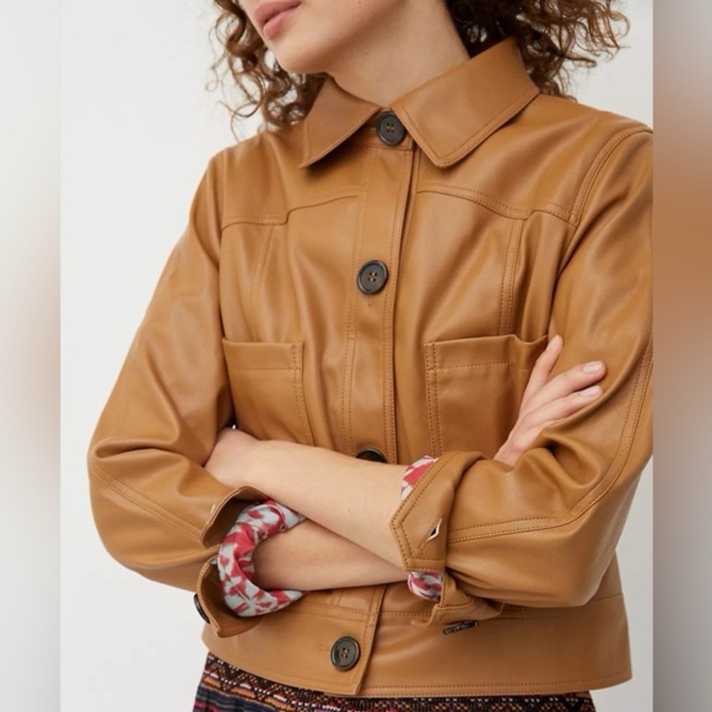 NWOT ANTHRO Katy Cropped Faux Leather Jacket *Flaw* - Picture 1 of 12
